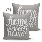 - Suet-K-309-1 - Realhomes  Çift Taraflı Home Sweet Home Dijital Baskılı Dekoratif Süet Yastık Kırlent Kılıfı Realhomes