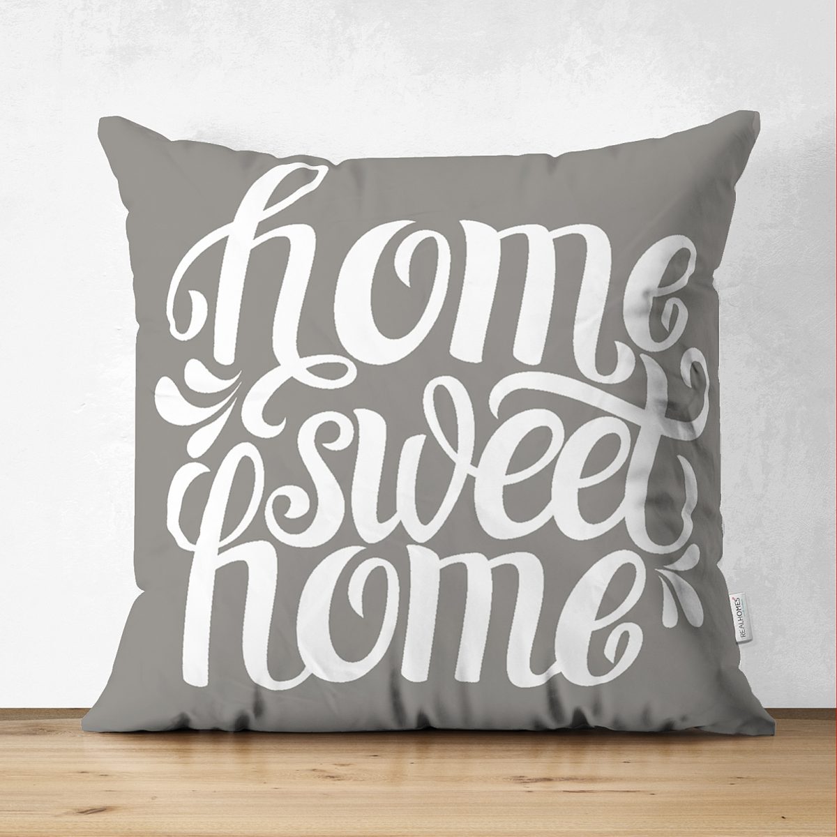 Çift Taraflı Home Sweet Home Dijital Baskılı Dekoratif Süet Yastık Kırlent Kılıfı Realhomes