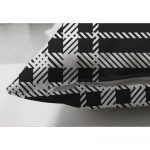 Çift Taraflı Siyah Beyaz Ekose Desenli Dekoratif Süet Yastık Kırlent Kılıfı Realhomes