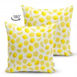 Çift Taraflı Limon Desenli 3D Dijital Baskılı Dekoratif Süet Yastık Kırlent Kılıfı Realhomes