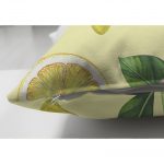 Çift Taraflı Krem Zeminli Limon Desenli Dekoratif Süet Yastık Kırlent Kılıfı Realhomes