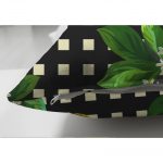 Çift Taraflı Siyah Zeminde Ekose Desenli Limon Dijital Baskılı Dekoratif Süet Yastık Kılıfı Realhomes