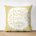 - Suet-K-311 - Realhomes Çift Taraflı Home Sweet Home Dijital Baskılı Dekoratif Süet Yastık Kırlent Kılıfı Realhomes