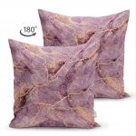 - Suet-K-3121-1 - Realhomes Çift Taraflı Altın Yaldızlı Mermer Desenli Dijital Baskılı Süet Yastık Kırlent Kılıfı Realhomes