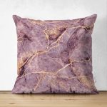 - Suet-K-3121 - Realhomes Çift Taraflı Altın Yaldızlı Mermer Desenli Dijital Baskılı Süet Yastık Kırlent Kılıfı Realhomes