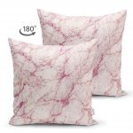 Çift Taraflı Modern Mermer Görünümlü Dijital Baskılı Süet Yastık Kırlent Kılıfı Realhomes