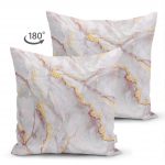 - Suet-K-3124-1 - Realhomes  Çift Taraflı Altın Yaldız Çizgili Mermer Desenli Dekoratif Süet Yastık Kırlent Kılıfı Realhomes