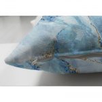 Çift Taraflı Altın Varaklı Mavi Zeminli Modern Süet Yastık Kırlent Kılıfı Realhomes