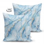 - Suet-K-3129-1 - Realhomes Çift Taraflı Mavi Renkli Mermer Desenli Dijital Baskılı Süet Yastık Kırlent Kılıfı Realhomes