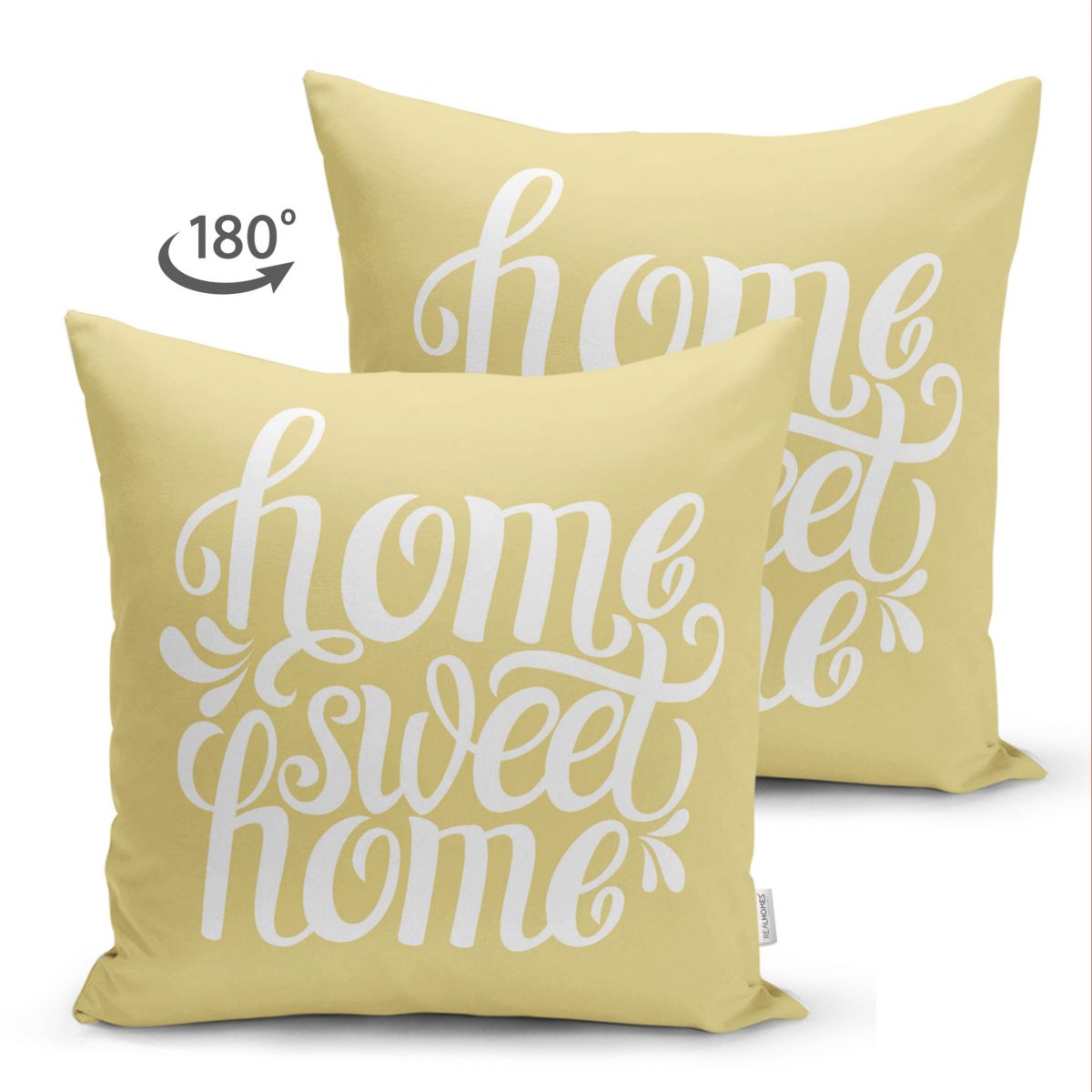 Çift Taraflı Home Sweet Home Dijital Baskılı Dekoratif Süet Yastık Kırlent Kılıfı Realhomes