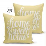 - Suet-K-313-1 - Realhomes  Çift Taraflı Home Sweet Home Dijital Baskılı Dekoratif Süet Yastık Kırlent Kılıfı Realhomes