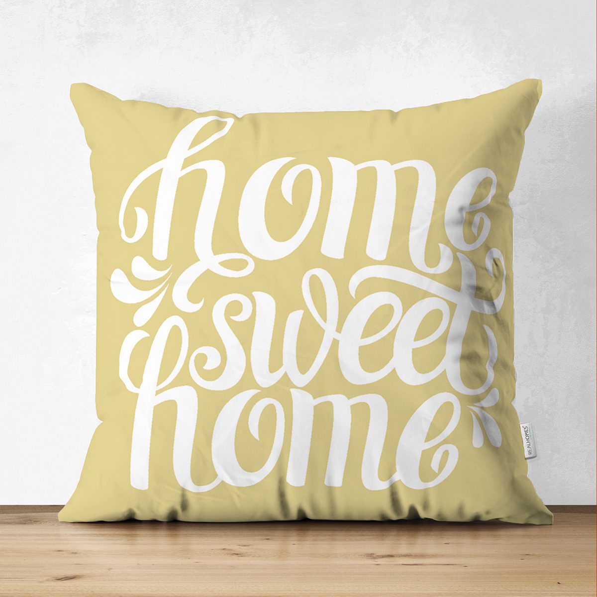 Çift Taraflı Home Sweet Home Dijital Baskılı Dekoratif Süet Yastık Kırlent Kılıfı Realhomes