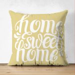 - Suet-K-313 - Realhomes  Çift Taraflı Home Sweet Home Dijital Baskılı Dekoratif Süet Yastık Kırlent Kılıfı Realhomes