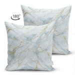 - Suet-K-3131-1 - Realhomes Çift Taraflı Altın Çizgili Mavi Zeminli Dijital Baskılı Süet Yastık Kırlent Kılıfı Realhomes