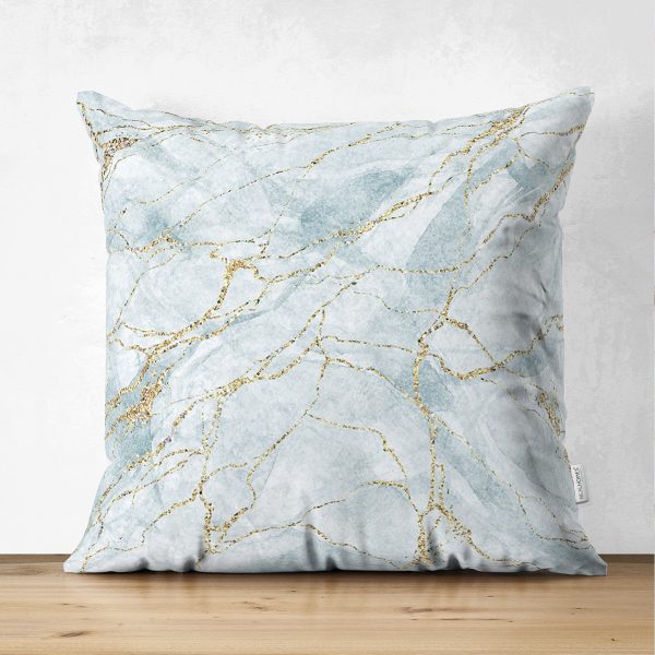 - Suet-K-3131 - Realhomes  Çift Taraflı Modern Siyah Beyaz Altın Mermer Motifli Dijital Baskılı Süet Yastık Kırlent Kılıfı Realhomes