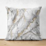 - Suet-K-3136 - Realhomes  Çift Taraflı Modern Mermer Desenli Dijital Baskılı Süet Yastık Kırlent Kılıfı Realhomes