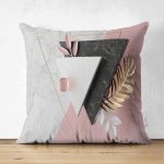 - Suet-K-3138 - Realhomes  Çift Taraflı Modern Üçgen Mermer Desenli 3D Dijital Baskılı Süet Yastık Kırlent Kılıfı Realhomes