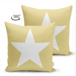 - Suet-K-314-1 - Realhomes  Çift Taraflı Modern Yıldız Desen Dijital Baskılı Dekoratif Süet Yastık Kırlent Kılıfı Realhomes
