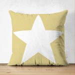 - Suet-K-314 - Realhomes  Çift Taraflı Modern Yıldız Desen Dijital Baskılı Dekoratif Süet Yastık Kırlent Kılıfı Realhomes