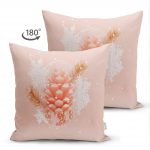 - Suet-K-3144-1 - Realhomes Çift Taraflı Pempe Zeminli Kozalak Desenli Dijital Baskılı Süet Yastık Kırlent Kılıfı Realhomes