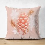 - Suet-K-3144 - Realhomes Çift Taraflı Pempe Zeminli Kozalak Desenli Dijital Baskılı Süet Yastık Kırlent Kılıfı Realhomes