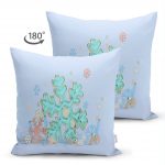 - Suet-K-3145-1 - Realhomes  Çift Taraflı Açık Mavi Kar Tanesi Temalı Dijital Baskılı Süet Yastık Kırlent Kılıfı Realhomes