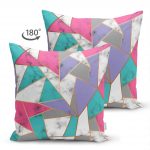 Çift Taraflı Geometrik Şekilli Mermer Dijital Baskılı Modern Süet Yastık Kırlent Kılıfı Realhomes