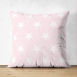 - Suet-K-315 - Realhomes  Çift Taraflı Yıldız Desenli Dijital Baskılı Dekoratif Süet Yastık Kırlent Kılıfı Realhomes