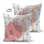 Çift Taraflı Geometrik Mermer Desenli Dijital Baskılı Süet Yastık Kırlent Kılıfı Realhomes