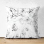 - Suet-K-3155 - Realhomes  Çift Taraflı Açık Mermer Zeminli Dijital Baskılı Süet Yastık Kırlent Kılıfı Realhomes