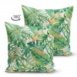 Çift Taraflı Amazon Yaprakları Dijital Baskılı Modern Süet Yastık Kırlent Kılıfı Realhomes