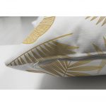 - Suet-K-3159-2 - Realhomes  Çift Taraflı Beyaz Zeminde Vizon Yapraklar Dijital Baskılı Süet Yastık Kırlent Kılıfı Realhomes