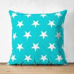 - Suet-K-316 - Realhomes  Çift Taraflı Modern Yıldız Desenli Dijital Baskılı Dekoratif Süet Yastık Kırlent Kılıfı Realhomes