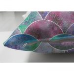 - Suet-K-3161-2 - Realhomes  Çift Taraflı Mavi Zeminde Yuvarlak Desenli Modern Süet Yastık Kırlent Kılıfı Realhomes