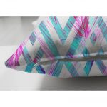 Çift Taraflı Geometrik Zeminde Tüy Desenli Modern Süet Yastık Kırlent Kılıfı Realhomes