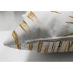 - Suet-K-3166-2 - Realhomes  Çift Taraflı Altın Renkli Palmiye Yaprakları Dijital Baskılı Süet Yastık Kırlent Kılıfı Realhomes