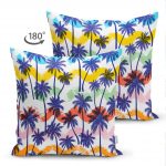 - Suet-K-3167-1 - Realhomes  Çift Taraflı Renkli Palmiyeler Özel Tasarım Dekoratif Süet Kırlent Kılıfı Realhomes