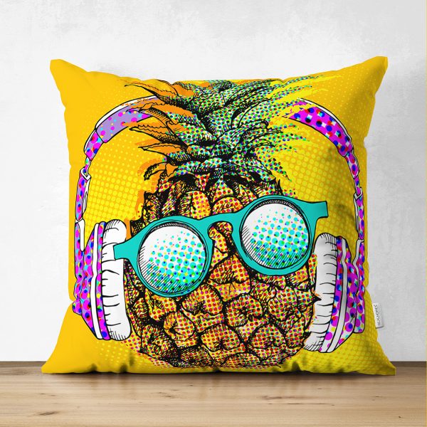 - Suet-K-3168 - Realhomes  Çift Taraflı Siyah Zeminde Altın Yapraklar Desenli Dekoratif Süet Yastık Kırlent Kılıfı Realhomes