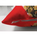 - Suet-K-3170-2 - Realhomes  Çift Taraflı Kırmızı Zemin Ananas Desenli Dekoratif Süet Yastık Kırlent Kılıfı Realhomes