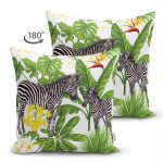 - Suet-K-3171-1 - Realhomes  Çift Taraflı Pudra Zeminli Egzotik Zebra Tasarımlı Modern Süet Yastık Kırlent Kılıfı Realhomes