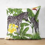 - Suet-K-3171 - Realhomes  Çift Taraflı Pudra Zeminli Egzotik Zebra Tasarımlı Modern Süet Yastık Kırlent Kılıfı Realhomes