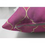 Çift Taraflı Pembe Altın Varaklı Ogea Desenli Dekoratif Süet Yastık Kırlent Kılıfı Realhomes
