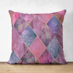 - Suet-K-3176 - Realhomes  Çift Taraflı Geometrik Pudra Renkler Modern Tasarımlı Dekoratif Süet Yastık Kırlent Kılıfı Realhomes