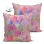 - Suet-K-3177-1 - Realhomes  Çift Taraflı Ogea Pudra Zeminli Özel Tasarım Süet Yastık Kırlent Kılıfı Realhomes