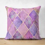 - Suet-K-3179 - Realhomes  Çift Taraflı Geometrik Açık Pudra Renkli Modern Süet Yastık Kırlent Kılıfı Realhomes