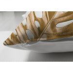 Çift Taraflı 3D Altın Renkli Palmiye Yaprakları Desenli Dekoratif Süet Yastık Kırlent Kılıfı Realhomes