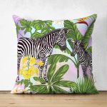 - Suet-K-3182 - Realhomes  Çift Taraflı Egzotik Zebra Desenli Modern Süet Yastık Kırlent Kılıfı Realhomes