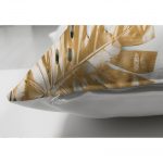 - Suet-K-3187-2 - Realhomes  Çift Taraflı 3D Altın Renkte Yapraklar Temalı Modern Süet Yastık Kırlent Kılıfı Realhomes