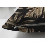 Çift Taraflı Siyah Zeminde Altın Renkli Yapraklar Desenli Süet Yastık Kırlent Kılıfı Realhomes