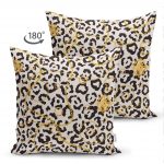 - Suet-K-3190-1 - Realhomes  Çift Taraflı Zebra Desenli Altın Detaylı Modern Süet Yastık Kırlent Kılıfı Realhomes